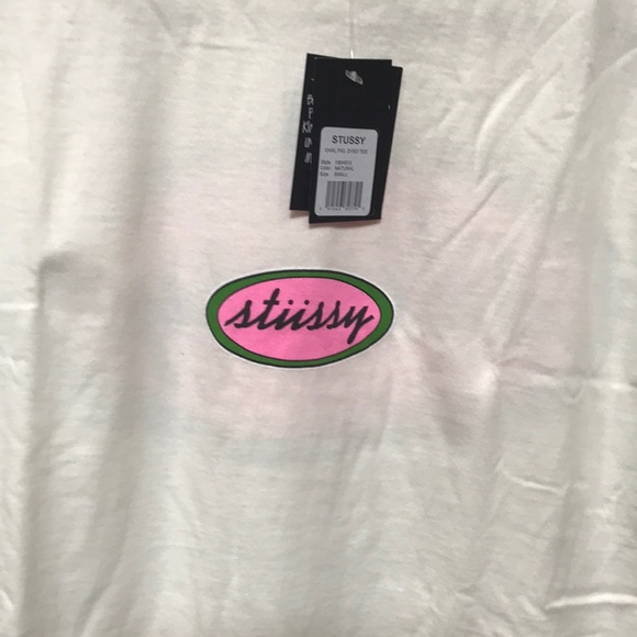 Stussy T -Shirt Multi Sizes off wht pk/gr Logo NWT - Picture 2 of 5